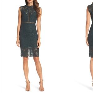 Green lace sheath dress